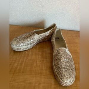 Kate Spade Keds New York Glitter Pink Sparkling Slip-On Shoes- 8.5